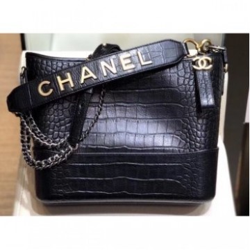 Chanel Crocodile Embossed Calfskin Gabrielle Medium Hobo Bag AS0866 Black 2019 AQ00738 Chanel Crocodile Embossed Calfskin Gabrielle Medium Hobo Bag AS0866 Black 2019 AQ00738
