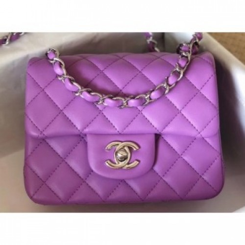 Chanel Lambskin Mini Classic Flap Bag A1115 Mauve AQ03692