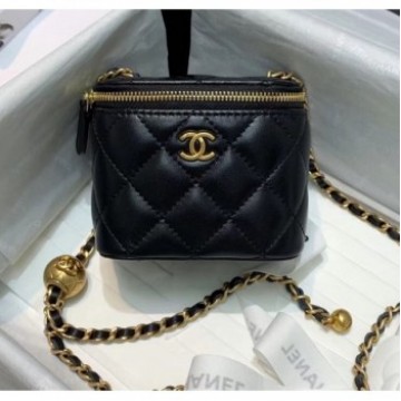 Chanel Lambskin Small Classic Box with Chain And Gold Metal Ball AP1447 Black 2020 Collection AQ03214 Chanel Lambskin Small Classic Box with Chain And Gold Metal Ball AP1447 Black 2020 Collection AQ03214