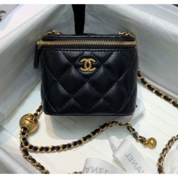 Chanel Lambskin Small Classic Box with Chain And Gold Metal Ball AP1447 Black 2020 Collection AQ03214 Chanel Lambskin Small Classic Box with Chain And Gold Metal Ball AP1447 Black 2020 Collection AQ03214