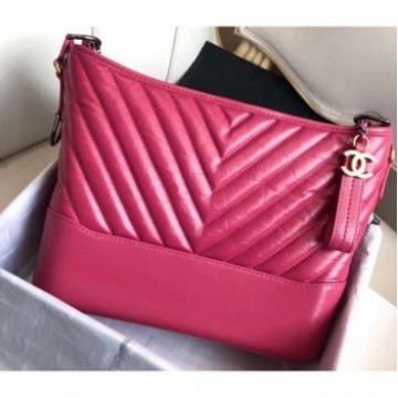 Chanel Chevron Gabrielle Medium Hobo Bag A93824 Fuchsia 2018 AQ03223