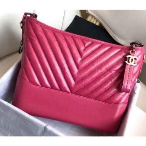 Chanel Chevron Gabrielle Medium Hobo Bag A93824 Fuchsia 2018 AQ03223