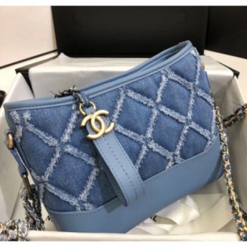 Chanel CHANEL'S GABRIELLE Small Hobo Bag In Denim &amp; Calfskin A91810 Blue 2020 Collection AQ03454