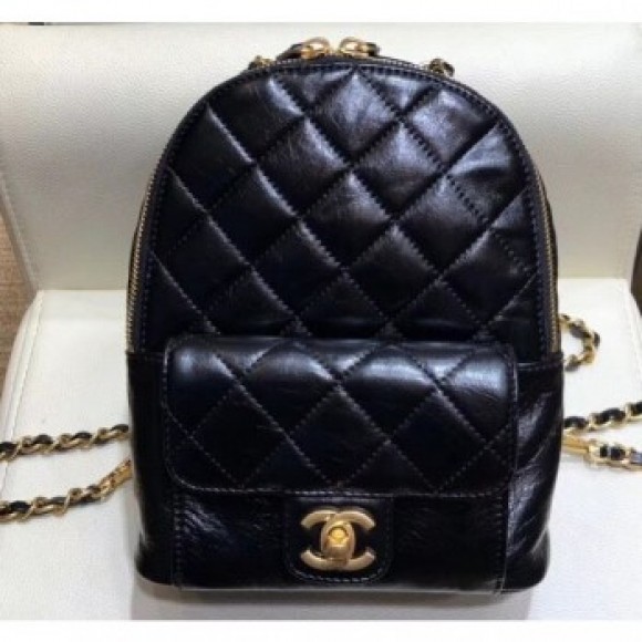 Chanel Waxy Calfskin CC Day Backpack Bag AS8866 Black 2019 AQ01853 Chanel Waxy Calfskin CC Day Backpack Bag AS8866 Black 2019 AQ01853
