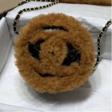 Chanel Shiny Vintage Crumpled Sheepskin Round Clutch with Chain Black/Brown 2019 Collection AQ01093 Chanel Shiny Vintage Crumpled Sheepskin Round Clutch with Chain Black/Brown 2019 Collection AQ01093