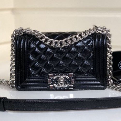Chanel Vintage Quilted Leather Small Boy Flap Bag Black 2019 Collection AQ01389 Chanel Vintage Quilted Leather Small Boy Flap Bag Black 2019 Collection AQ01389