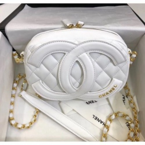 Chanel Lambskin Camera Case Clutch Bag With Big CC Logo AS1757 White 2020 Collection AQ01452