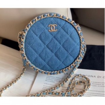 Chanel Chain Around Round Clutch with Chain AP0739 Denim Light Blue 2019 AQ01151