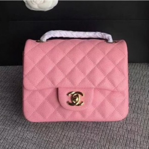 Chanel Classic Flap Mini Bag A1115 in Caviar Leather Pink with Golden Hardware AQ02140 Chanel Classic Flap Mini Bag A1115 in Caviar Leather Pink with Golden Hardware AQ02140