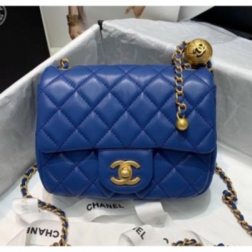 Chanel Lambskin & Gold-Tone Metal Flap Bag AS1786 Blue 2020 Collection AQ02543 Chanel Lambskin & Gold-Tone Metal Flap Bag AS1786 Blue 2020 Collection AQ02543