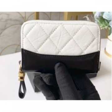 Chanel Aged Calfskin Gabrielle Zipped Coin Purse A84404 White AQ03015 Chanel Aged Calfskin Gabrielle Zipped Coin Purse A84404 White AQ03015