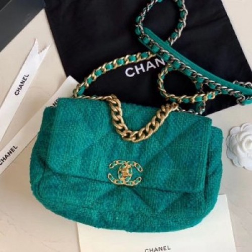 Chanel 19 Tweed Small Flap Bag AS1160 Green 2019 Collection AQ03102 Chanel 19 Tweed Small Flap Bag AS1160 Green 2019 Collection AQ03102
