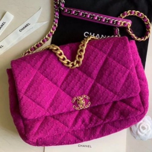 Chanel 19 Tweed Maxi Flap Bag AS1162 Purple 2019 Collection AQ04055 Chanel 19 Tweed Maxi Flap Bag AS1162 Purple 2019 Collection AQ04055