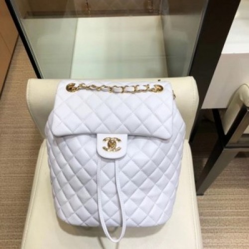 Chanel Quilting sheepskin Backpack Bag A91121 white with gold hardware AQ02634 Chanel Quilting sheepskin Backpack Bag A91121 white with gold hardware AQ02634