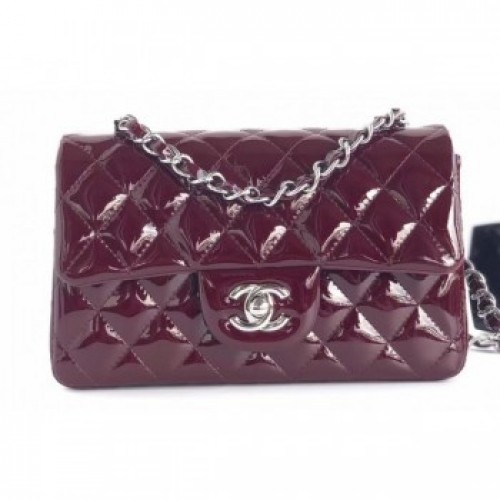 Chanel Patent Leather Small Classic Flap Bag A1116 Burgundy/Silver AQ04053 Chanel Patent Leather Small Classic Flap Bag A1116 Burgundy/Silver AQ04053