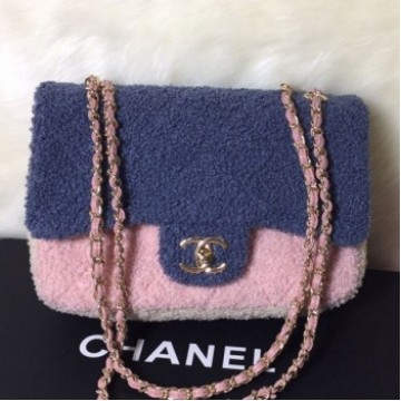 Chanel Shearling Sheepskin Small Flap Bag A57736 Blue 2019 Collection AQ02360