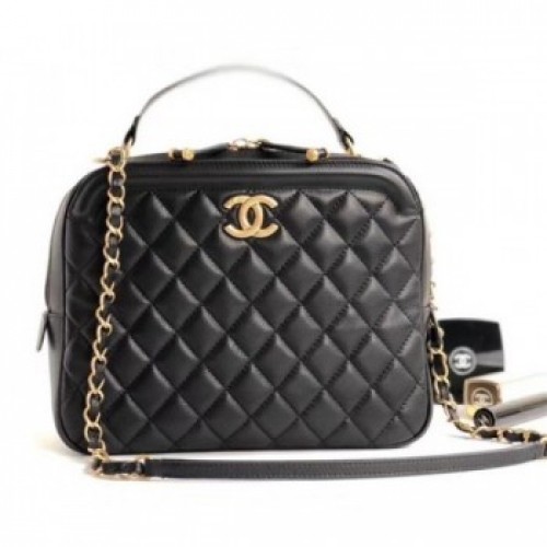 Chanel Calfskin CC Vanity Case Medium Bag A57906 Black 2018 AQ02690 Chanel Calfskin CC Vanity Case Medium Bag A57906 Black 2018 AQ02690