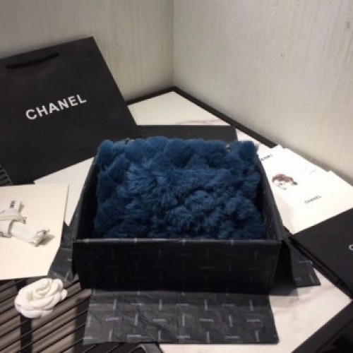 Chanel Shearling Lambskin Medium Flap Bag AS1063 Blue 04 2019 Collection AQ03905