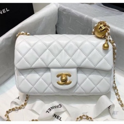 Chanel Lambskin & Gold-Tone Metal Flap Bag AS1787 White 2020 Collection AQ01279 Chanel Lambskin & Gold-Tone Metal Flap Bag AS1787 White 2020 Collection AQ01279
