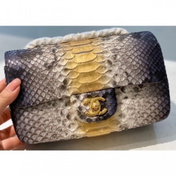Chanel Python Classic Flap Small Bag A1116 10 AQ02144 Chanel Python Classic Flap Small Bag A1116 10 AQ02144