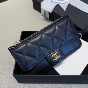 Chanel Quilted Lambskin Zipped Classic Card Holder AP0767 Black/Gold 2019 Collection AQ02474 Chanel Quilted Lambskin Zipped Classic Card Holder AP0767 Black/Gold 2019 Collection AQ02474