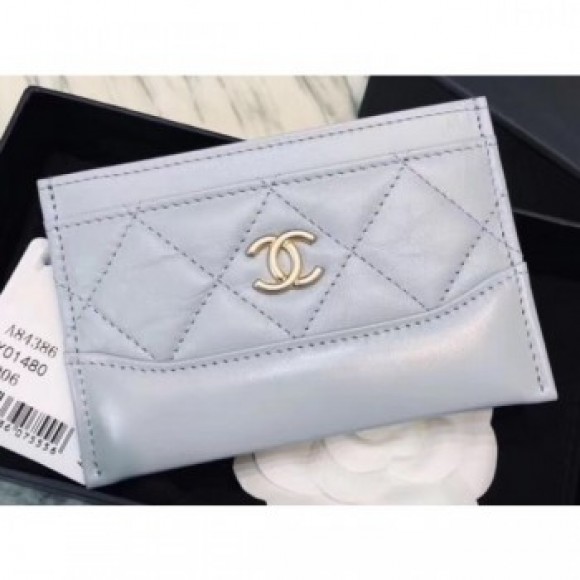 Chanel Chevron Aged Calfskin Gabrielle Card Holder A84386 Baby Blue AQ04251 Chanel Chevron Aged Calfskin Gabrielle Card Holder A84386 Baby Blue AQ04251