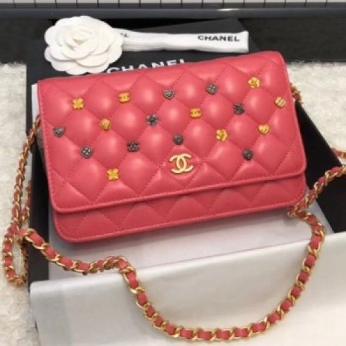 Chanel Lambskin 18k Charms Wallet On Chain WOC Bag A81618 Pink 2018 Collection AQ03320 Chanel Lambskin 18k Charms Wallet On Chain WOC Bag A81618 Pink 2018 Collection AQ03320