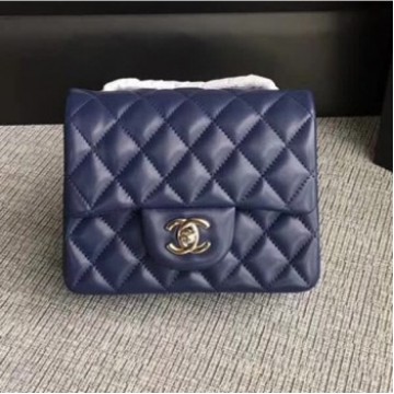 Chanel Classic Flap Mini Bag A1115 in Lambskin Leather Sapphire with Silver Hardware AQ01843