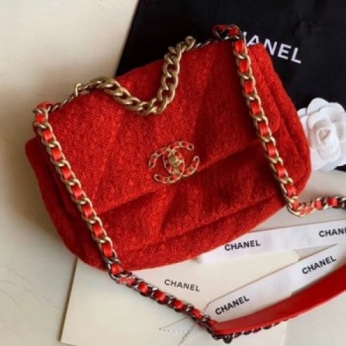 Chanel 19 Tweed Small Flap Bag AS1160 Red 2019 Collection AQ01721 Chanel 19 Tweed Small Flap Bag AS1160 Red 2019 Collection AQ01721