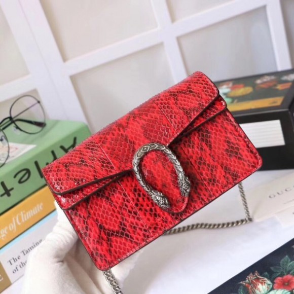 Red Dionysus Super Mini Snakeskin Bag