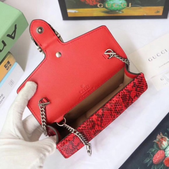 Red Dionysus Super Mini Snakeskin Bag