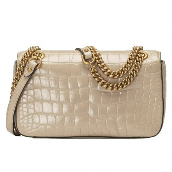 GG Marmont small crocodile shoulder bag white