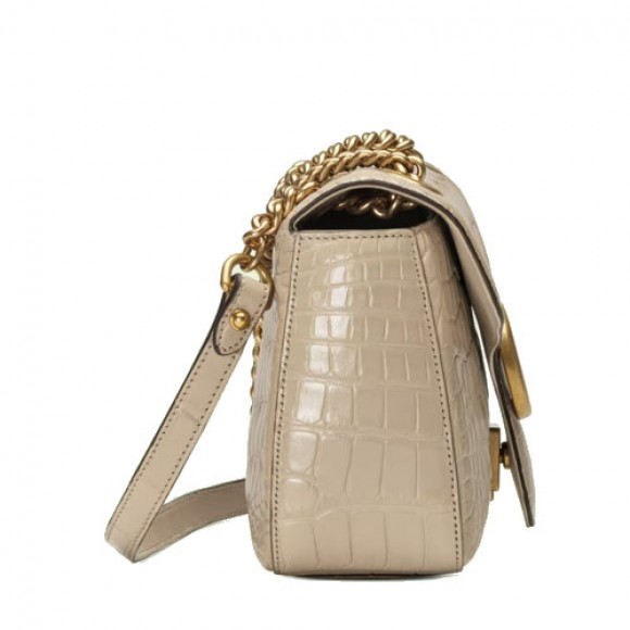 GG Marmont small crocodile shoulder bag white