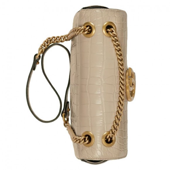 GG Marmont small crocodile shoulder bag white