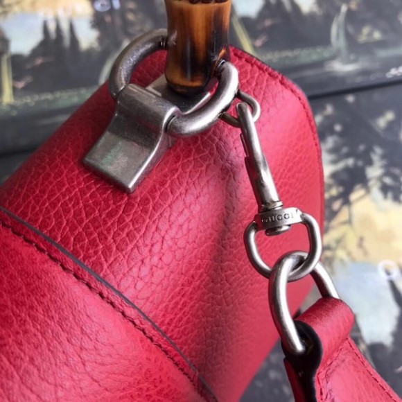 Red Dionysus Mini Bamboo Top Handle Bag