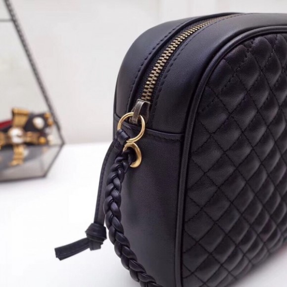 Black Quilted Leather Small Shoulder Bag