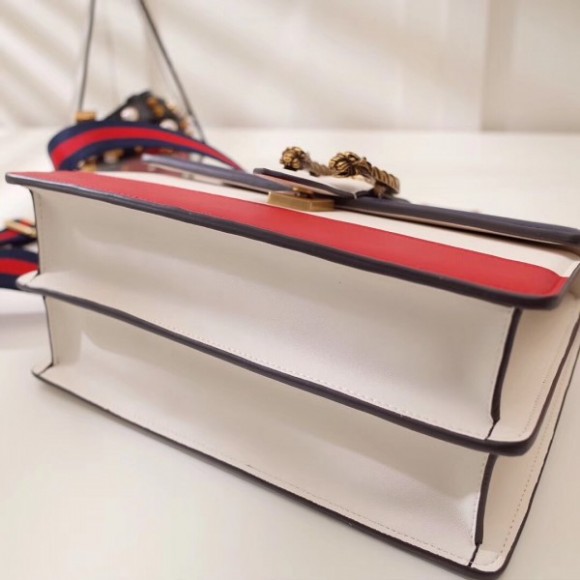 White Stripe Dionysus Small Bamboo Top Handle Bag