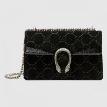 Black Dionysus GG Velvet Small Shoulder Bag Black Dionysus GG Velvet Small Shoulder Bag