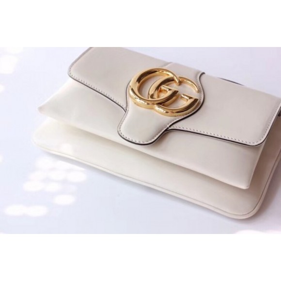 White Small Arli Leather Shoulder Bag