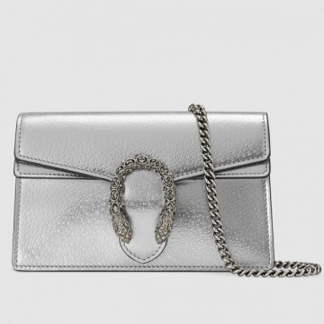 Dionysus Super Mini Bag In Silver Lame Leather Dionysus Super Mini Bag In Silver Lame Leather