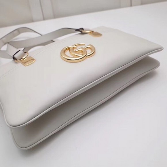 White Arli Large Top Handle Leather Bag