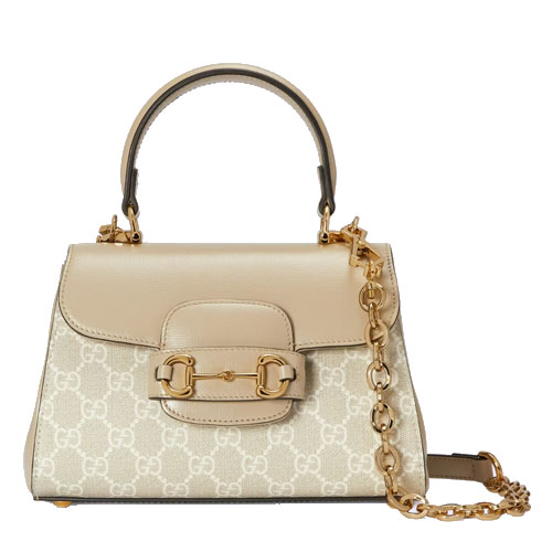 Gucci Horsebit 1955 mini bag Beige and white GG
