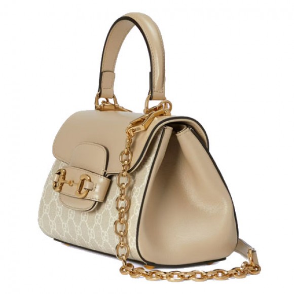 G*u*i horsebit 1955 mini bag beige and white gg