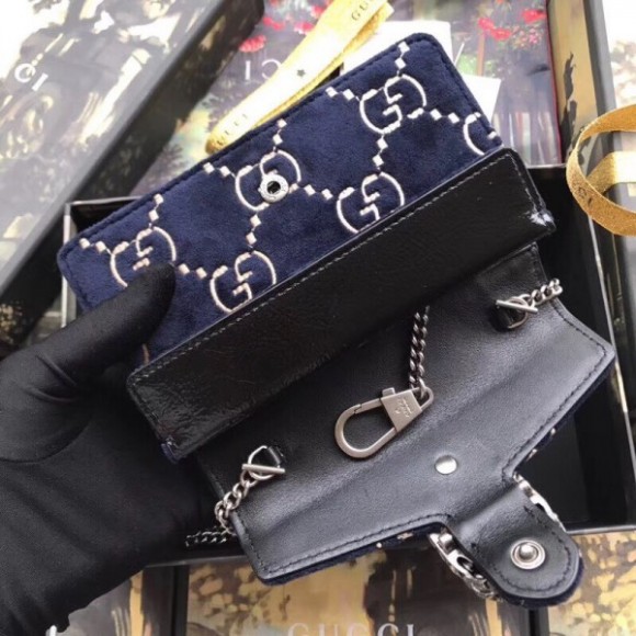 Blue Dionysus Super Mini Velvet Bag