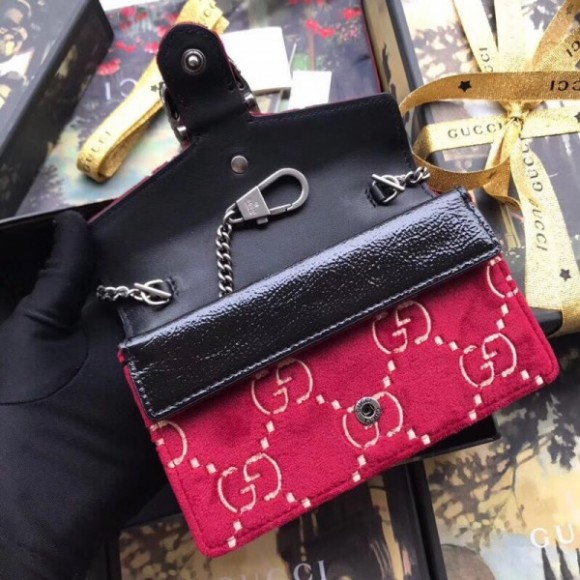 Red Dionysus Super Mini Velvet Bag