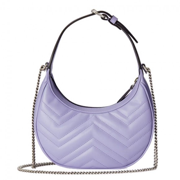 GG Marmont half-moon-shaped mini bag Taro purple