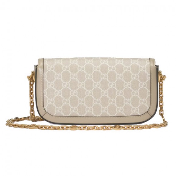 G*u*i horsebit 1955 shoulder bag beige and white gg