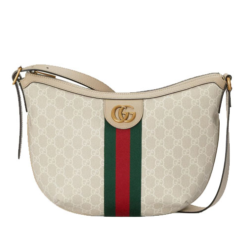 Ophidia GG small shoulder bag Beige and white