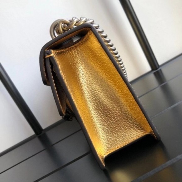 Small Shoulder Bag In Gold Metallic Leather