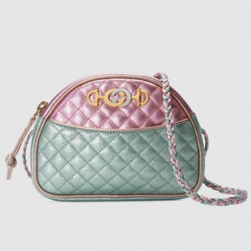 Pink/Blue Laminated Leather Mini Bag Pink/Blue Laminated Leather Mini Bag